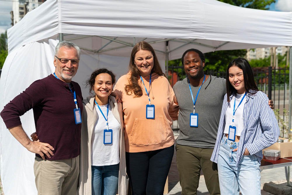 Volunteers supporting a community